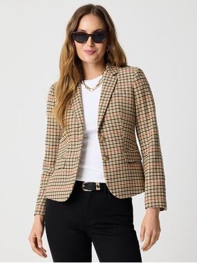 NWT J.Crew Schoolboy Herringbone Wool Blend Plaid Blazer Size 10